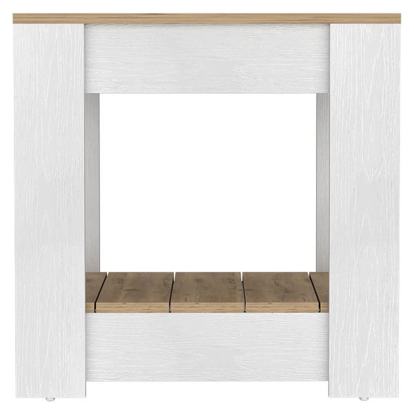 Brookings Composite Wood Indoor Modern Side Table - White And Golden