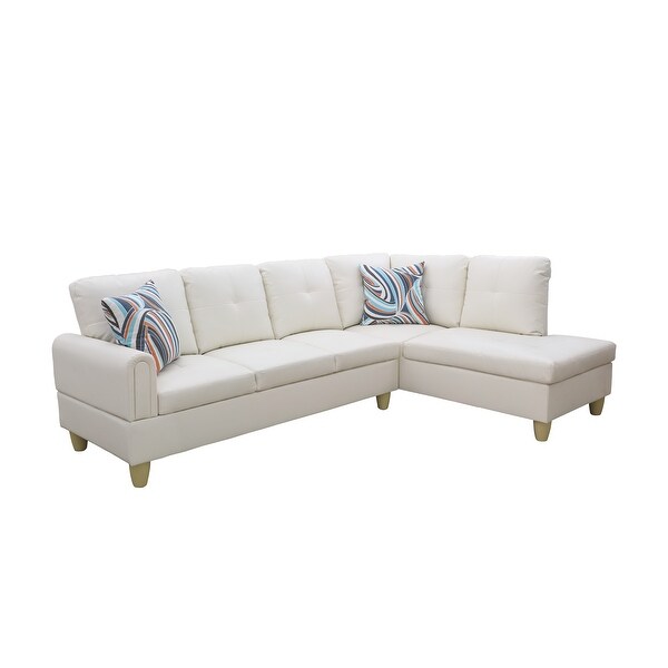 2-Pieces Sectional Sofa and Chaise，Off-White，Faux Leather(09722B-2)