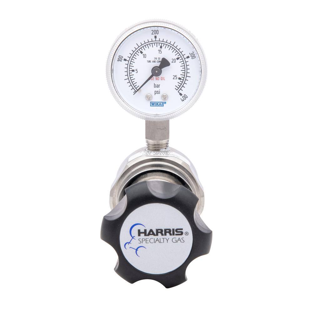 Harris High-Purity Stainless Steel Nitrogen Helium Argon Carbon Dioxide Hydrogen Oxygen Regulator 0-250 PSIG 14in. FNPT 743250000C