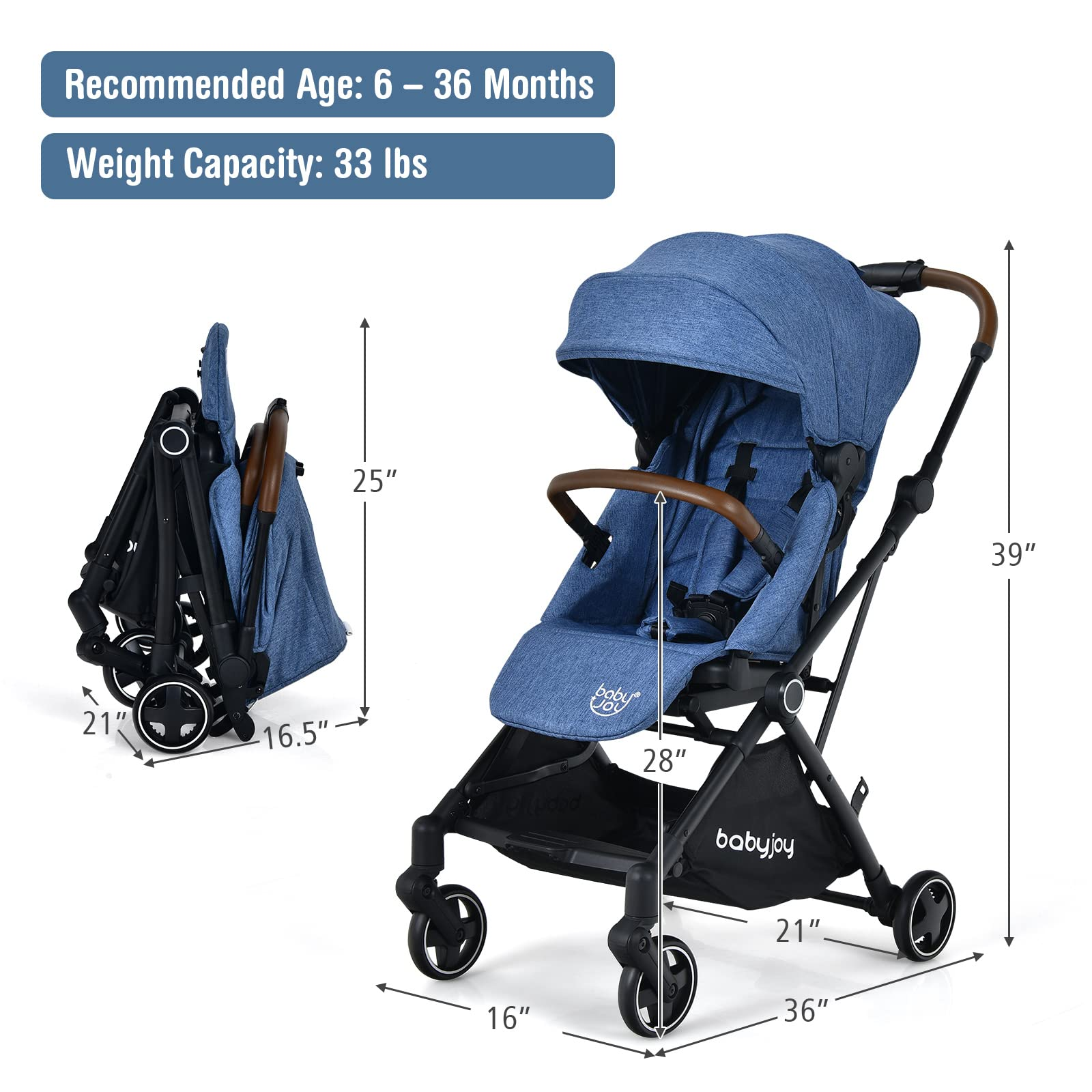 BABY JOY Baby Stroller, Foldable High Landscape Infant Carriage Newborn Pushchair with Reversible Seat