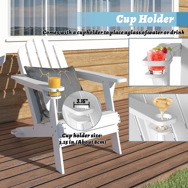 Casainc Traditional Curveback Plastic Patio Adirondack Chair with Cup Holder and umbrella holder Outdoor