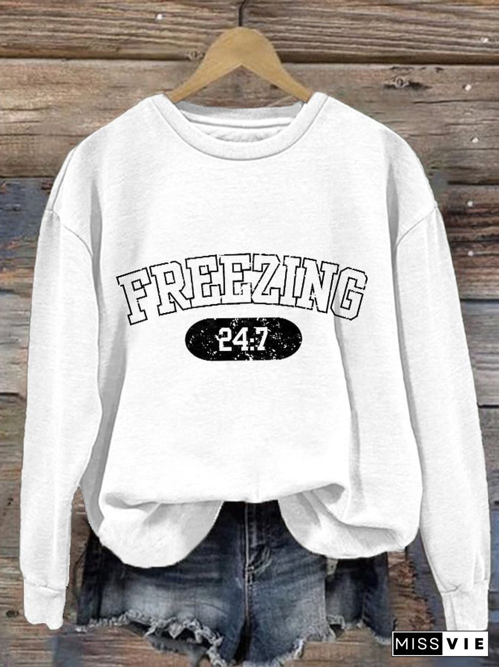 Freezing 24 7 Print Sweatshirt