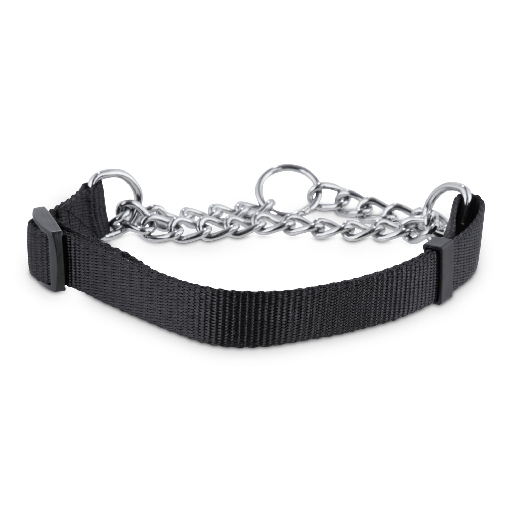 Petco Black Check Nylon and Chain Dog Collar， 3/4