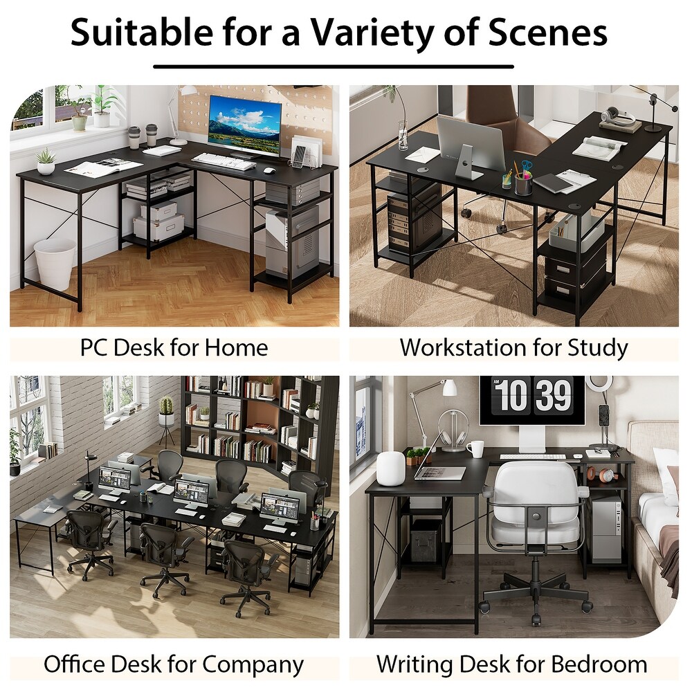Costway 95'' Convertible L shaped Corner Computer Desk 2 Person Long