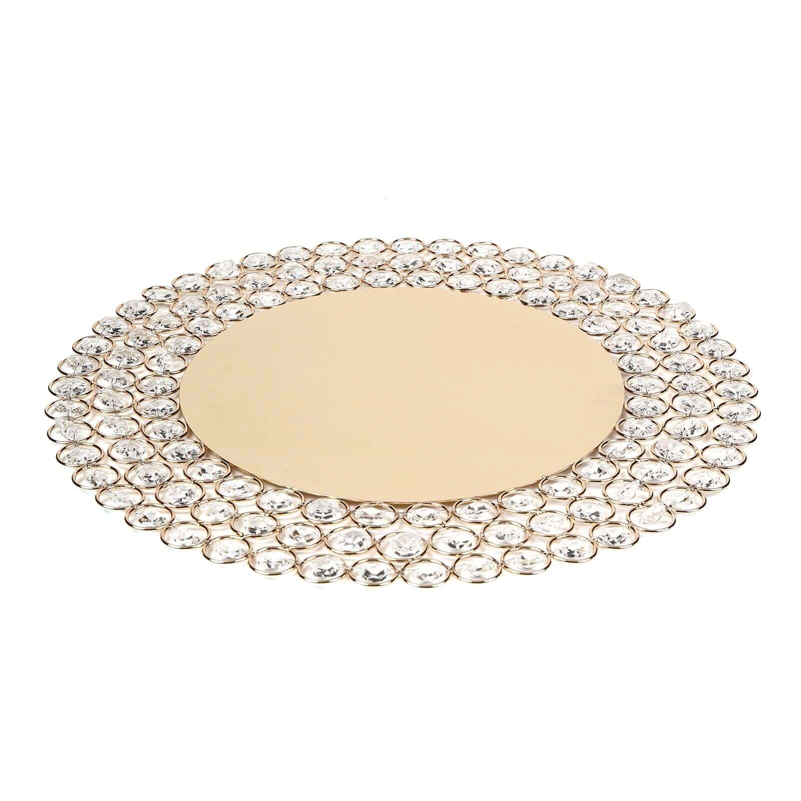 Gold Wired Metal Acrylic Crystal Beaded Charger Plate 14