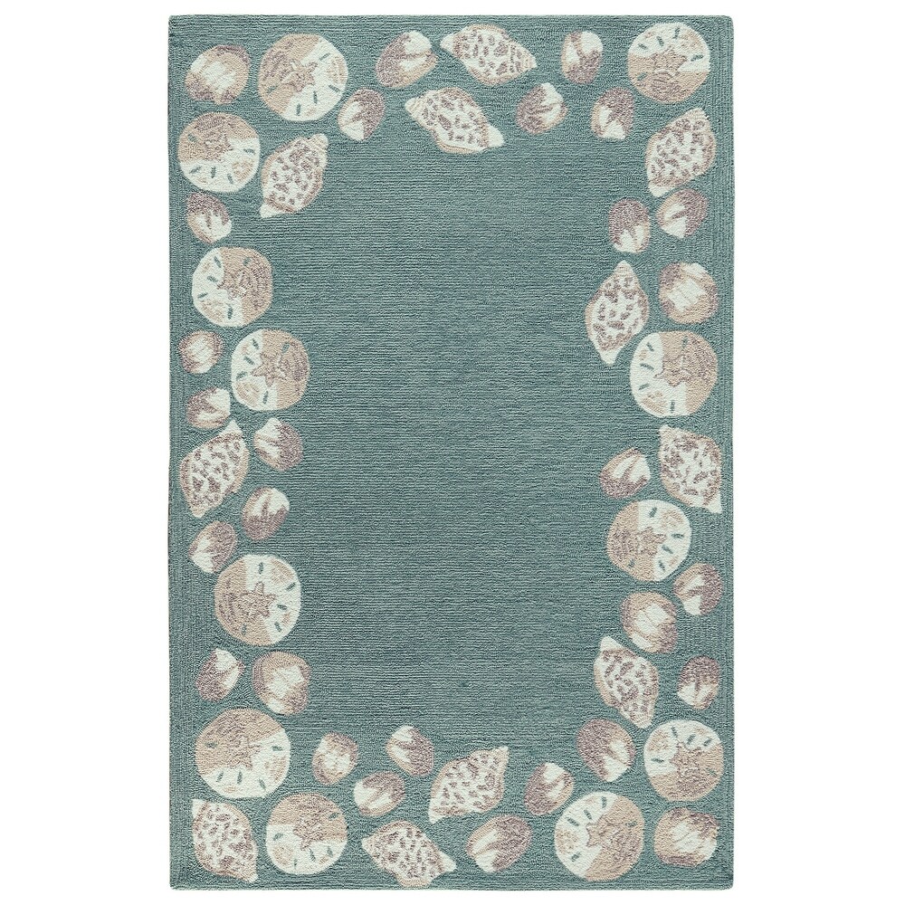 Liora Manne Capri Seashell Border Indoor/Outdoor Rug Aqua