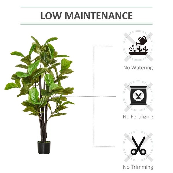 HOMCOM 4.5FT Artificial Fiddle Leaf Fig Tree Faux Decorative Plant in Nursery Pot for Indoor Outdoor Décor