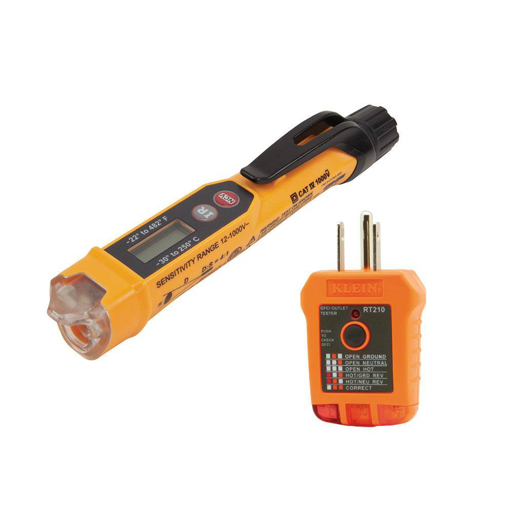 Klein Tools Non-Contact Voltage Tester with Infrared Thermometer and Outlet Tester Set M2O41044KIT