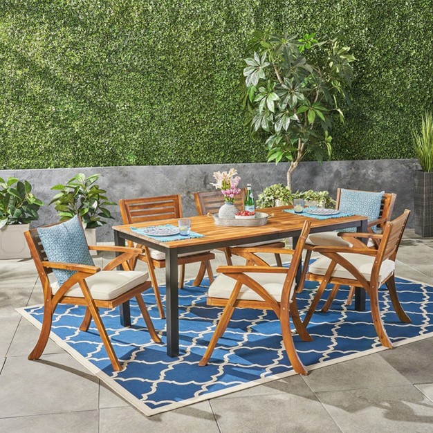 7pc Concord Acacia Wood Patio Dining Set Teak Christopher Knight Home