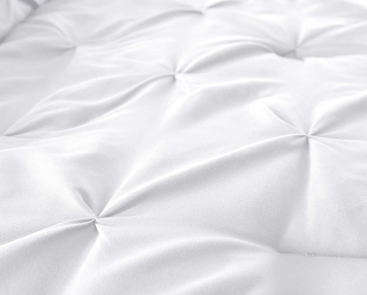 Chezmoi Collection Berlin 3-Piece Pinch Pleated Pintuck Comforter Set， Queen， White