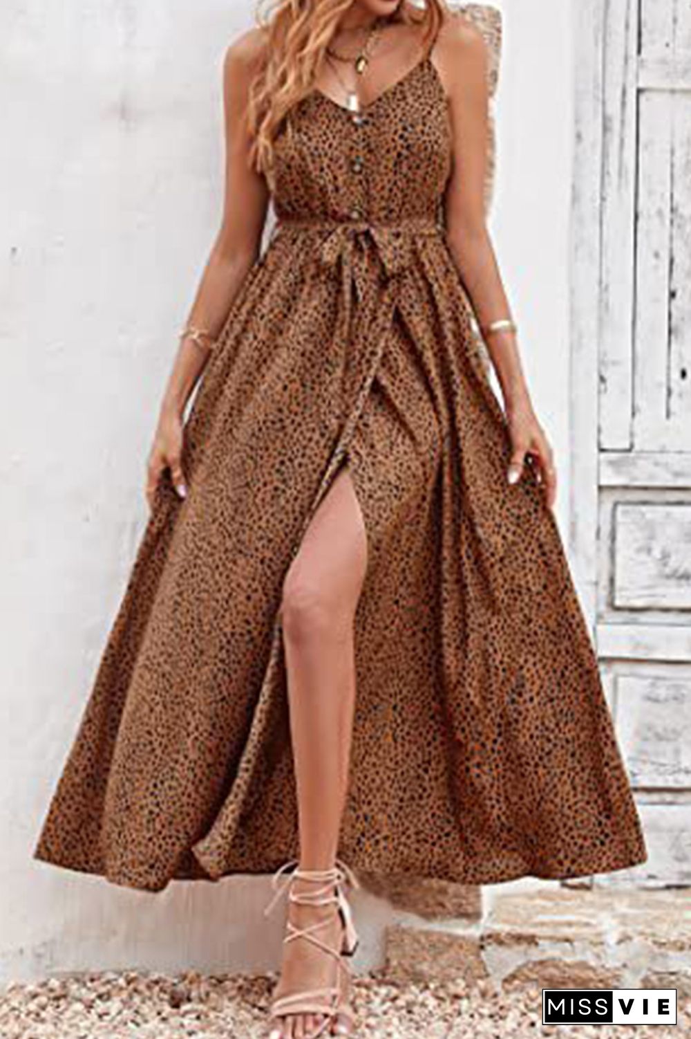 Floral Print Halter Neck Long Dress Wholesale