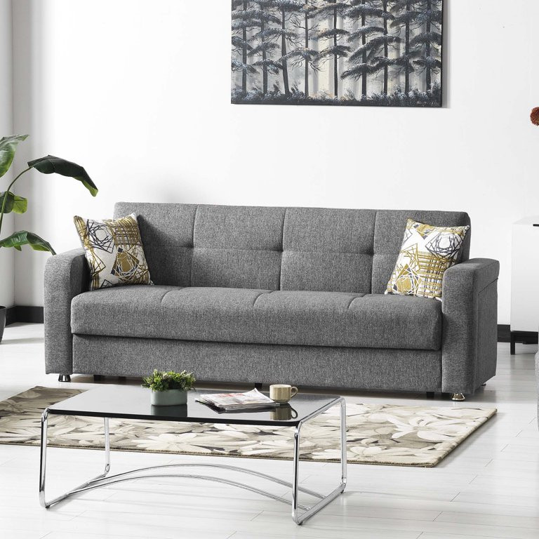 Modern Sleeper Sofa  Buttonless Tufted Back   Contemporary   Sleeper Sofas   by Decorn  Houzz