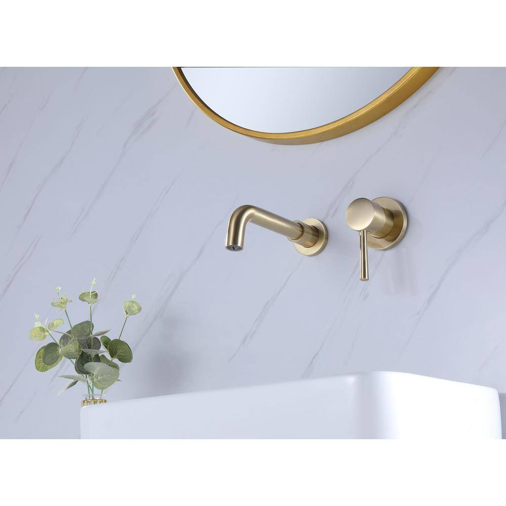 Aurora Decor ABA Single Handle Wall Mounted Faucet with Valve High pressure Bathroom Sink Faucet in brushed gold BFBJK-RB02YG