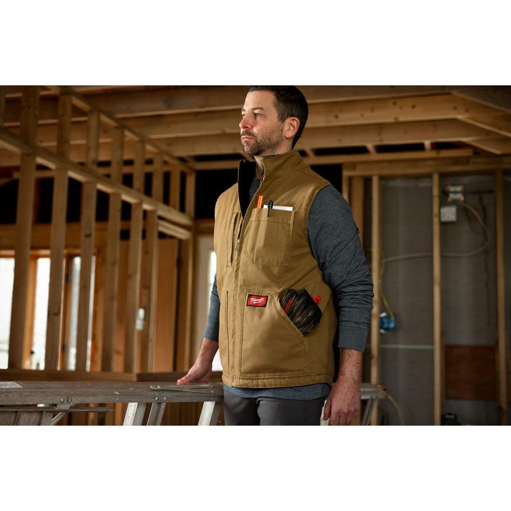 Milwaukee Heavy Duty Sherpa Lined Vest Brown 2X ;