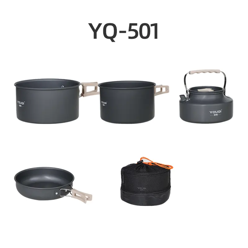 Customised portable storage cookware Aluminum high quality 3L camping pot kettle frying pan