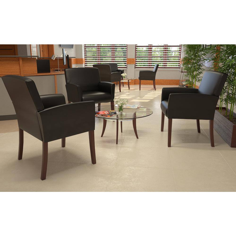 BOSS Office Products Black Contemporary Guest Chair Mahogany Finish Legs B619