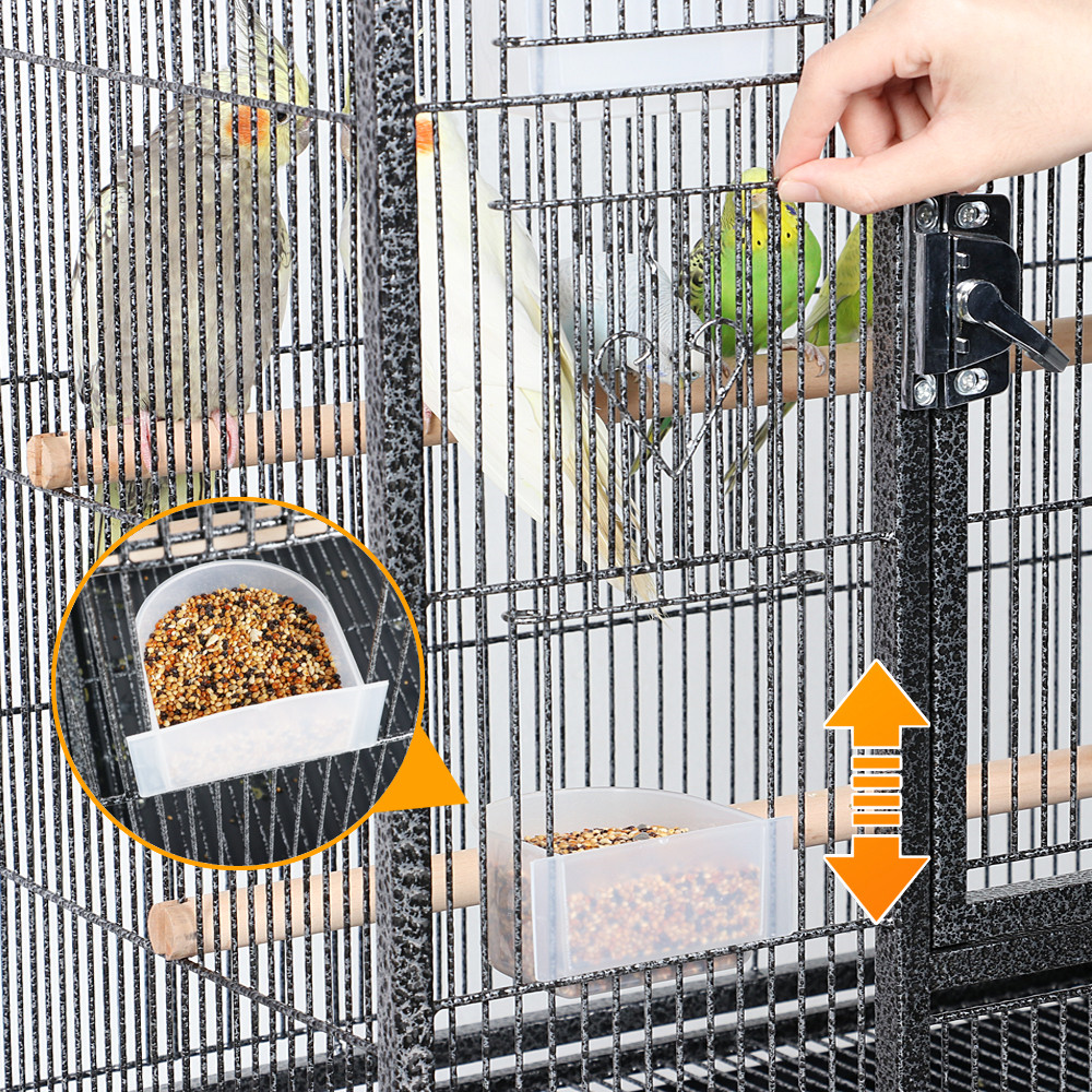 Topeakmart 54''H Large Rolling Metal Parrot Cage Bird Cage with Detachable Stand for Conures Parakeets Cockatiels， Hammered Black