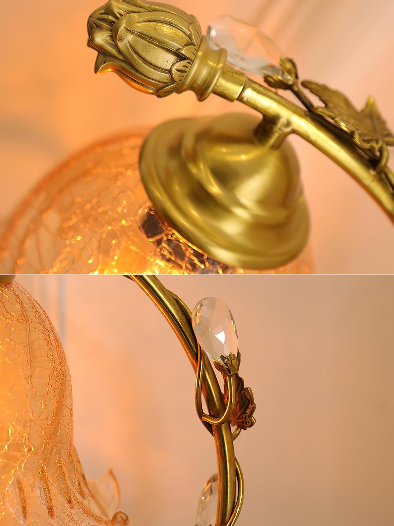 Cracked Glass Brass Table Lamp