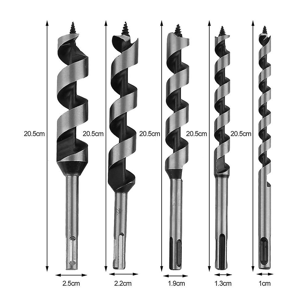 5pcs Wood Auger Drill Bit Set 10mm-25mm Twist Drilling Bits For Electric Drill