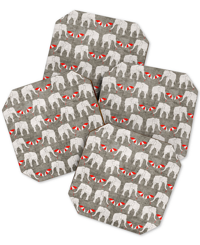 Deny Designs Holli Zollinger Elephant And Umbrella Coaster Set