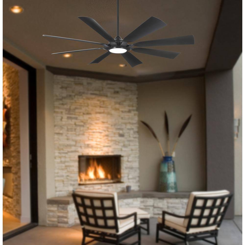 MINKA-AIRE Future 65 in. LED Indoor Outdoor Coal Black Ceiling Fan with Remote F756L-CL