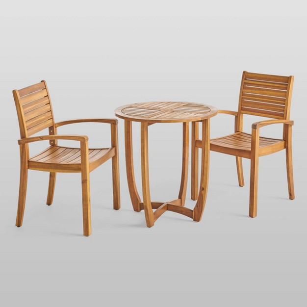 Westbridge 3pc Acacia Wood Bistro Set Teak Christopher Knight Home