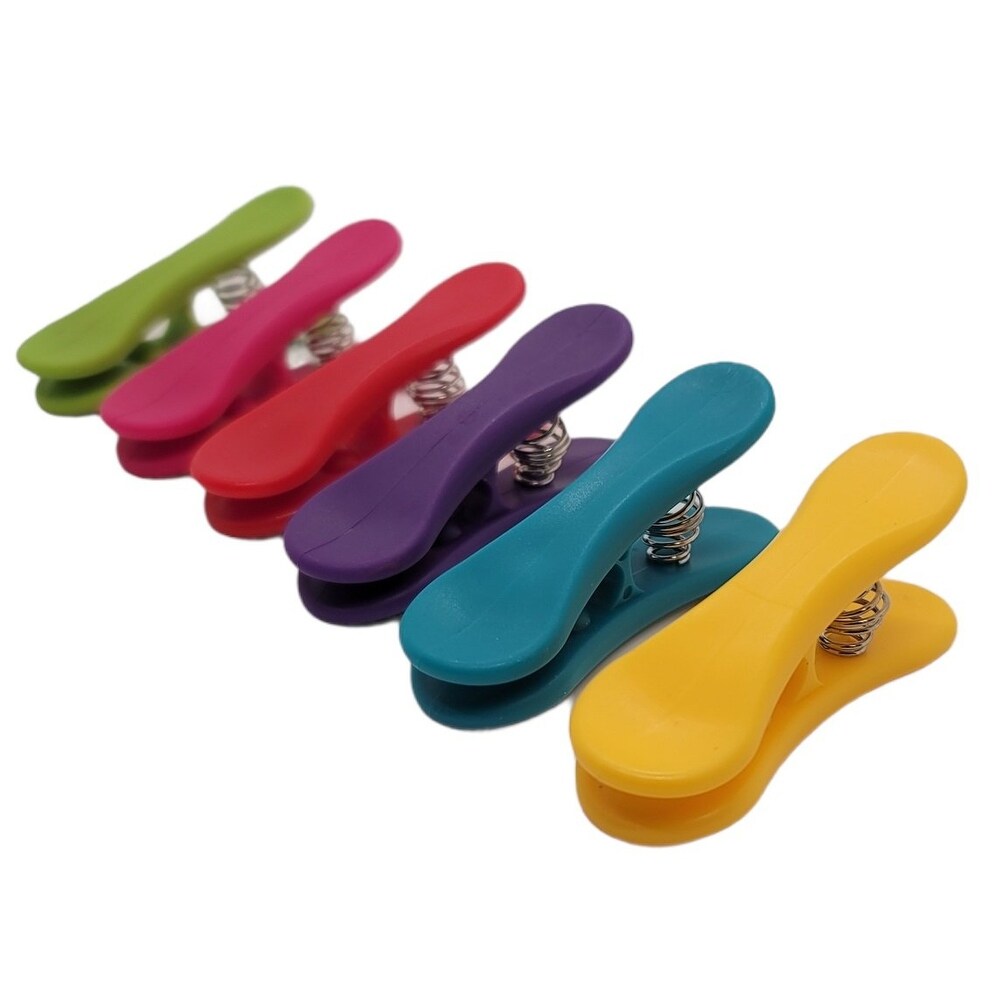 Handy Housewares 6 Piece Colorful Multi Purpose Bag Clip Set   Great for Chips  Snack  Craft Bags and More   Multi