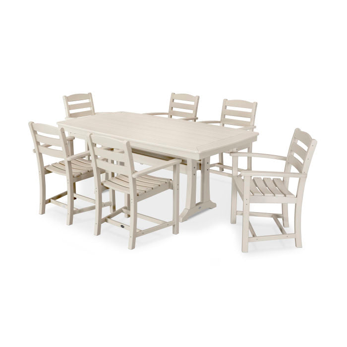 Polywood La Casa Café 7-Piece Arm Chair Dining Set with Trestle Legs PWS297-1