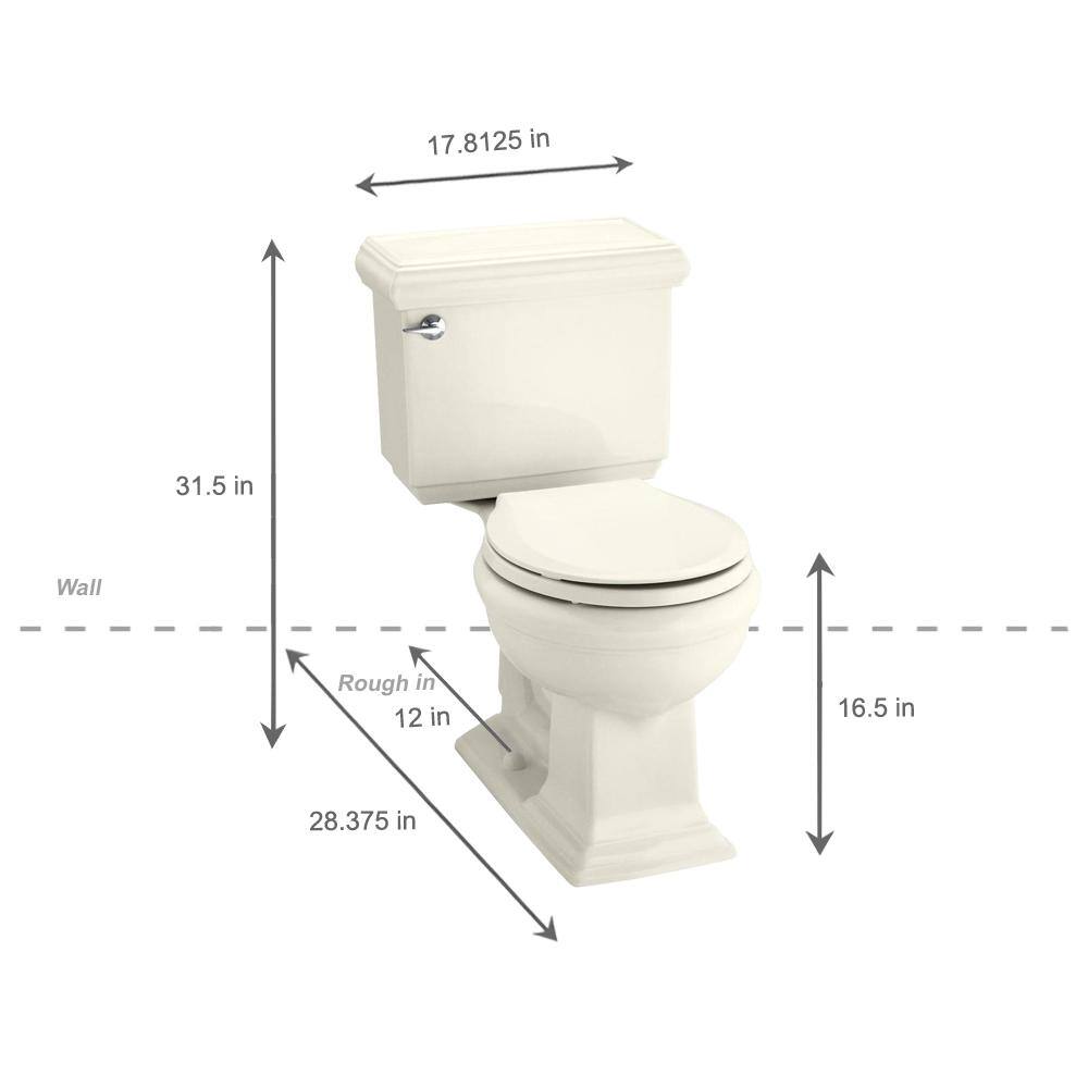 KOHLER Memoirs Classic 2-Piece 1.28 GPF Single Flush Round Toilet with AquaPiston Flushing Technology in Biscuit K-3986-96