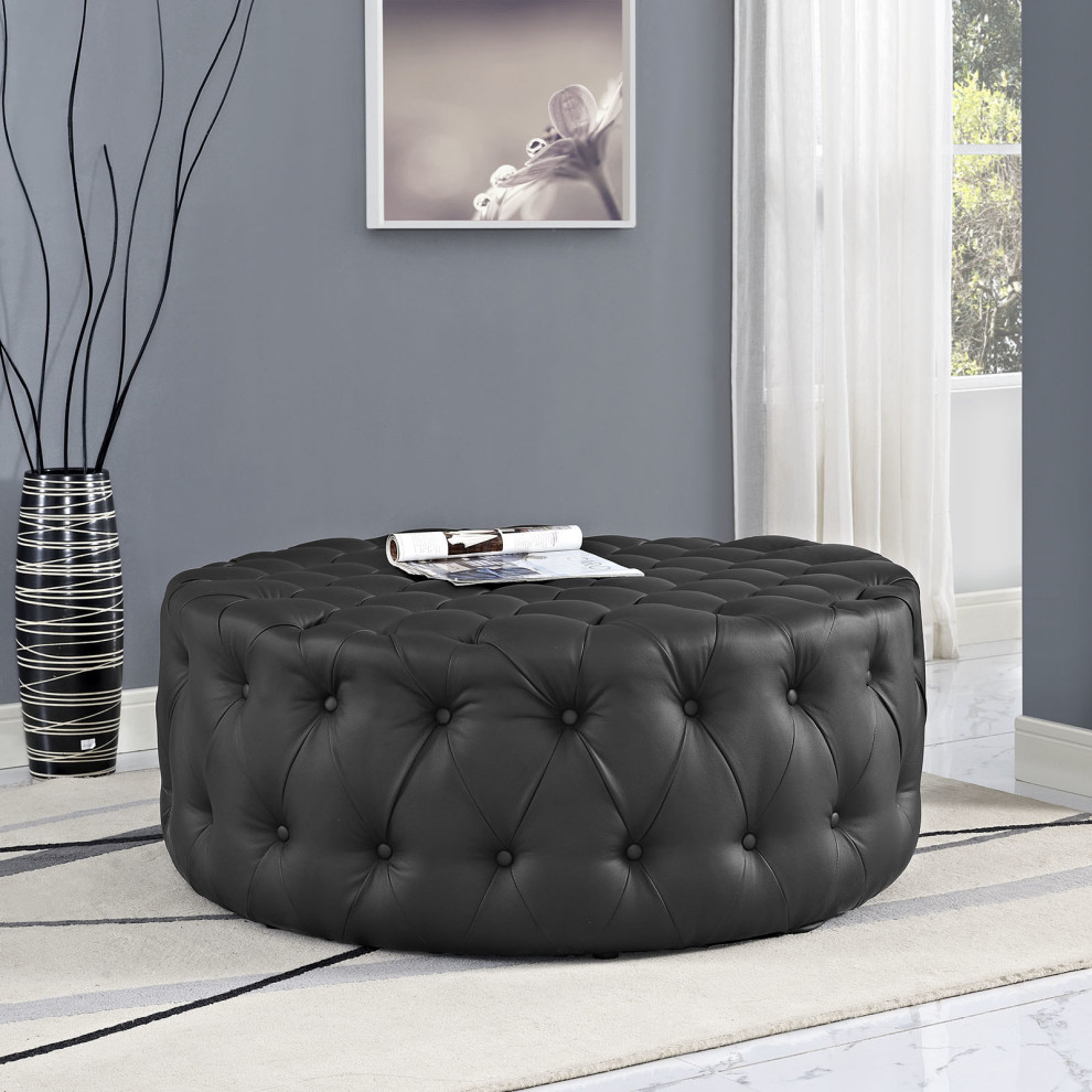 Nevaeh Upholstered Vinyl Ottoman   Contemporary   Footstools And Ottomans   by HedgeApple  Houzz