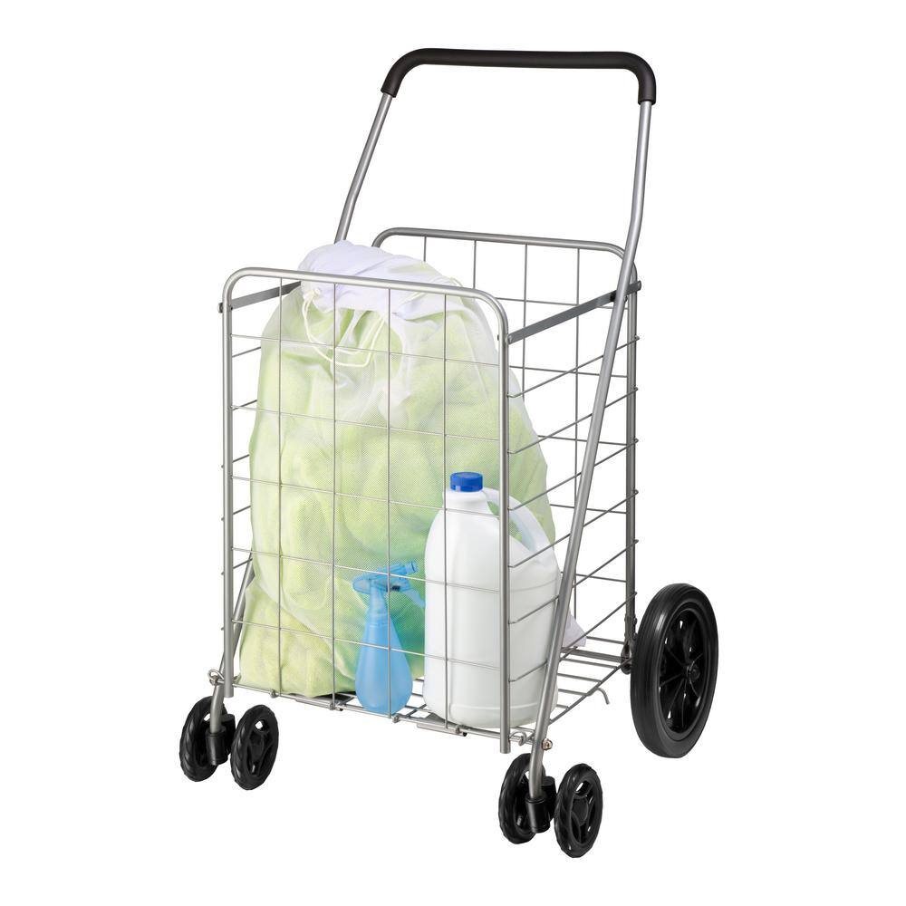 Honey-Can-Do 1-Compartment Steel 4-Wheeled Utility Cart in Silver CRT-09480