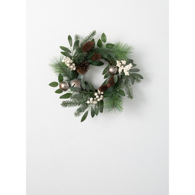 Sullivans Bell amp Berry Artificial Mini Wreath 18 quot h Green