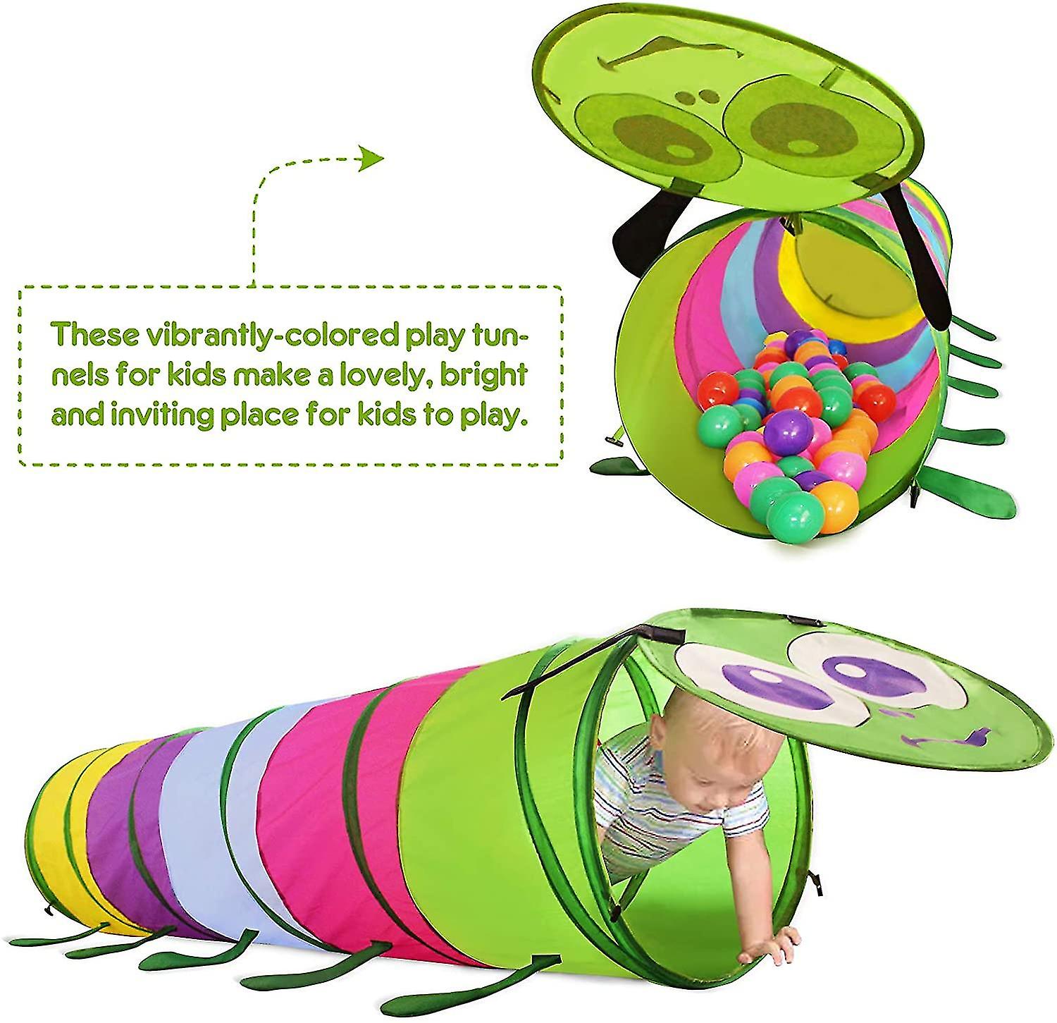 Miman Children Caterpillar Shape Crawling Tent - Indoor / Outdoor Play Game Tube