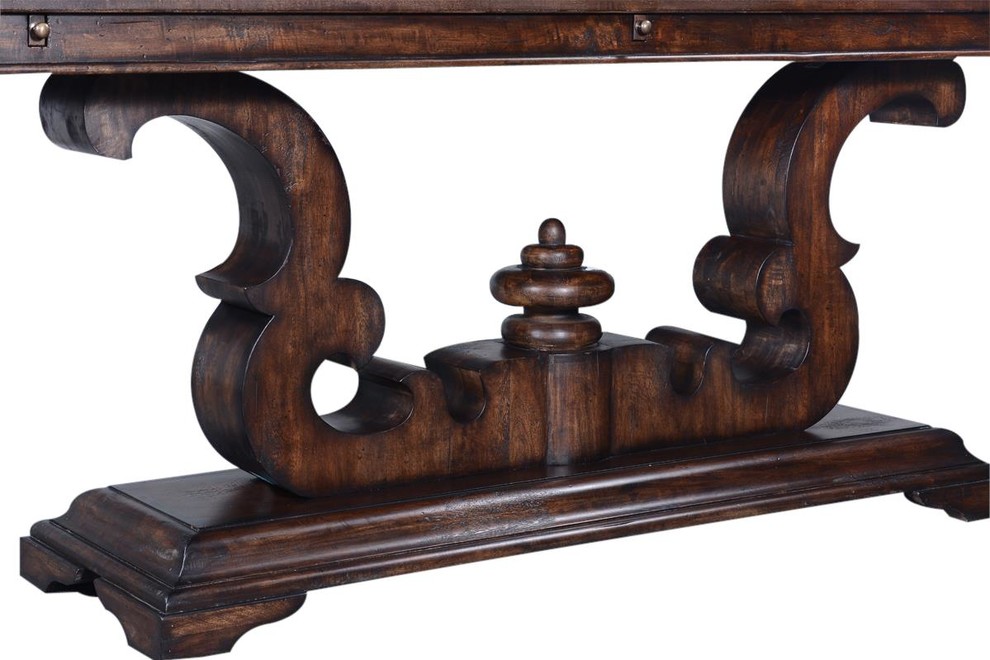 Console Table Cambridge Flip Top Rustic Pecan Old World Scroll   Traditional   Console Tables   by EuroLuxHome  Houzz