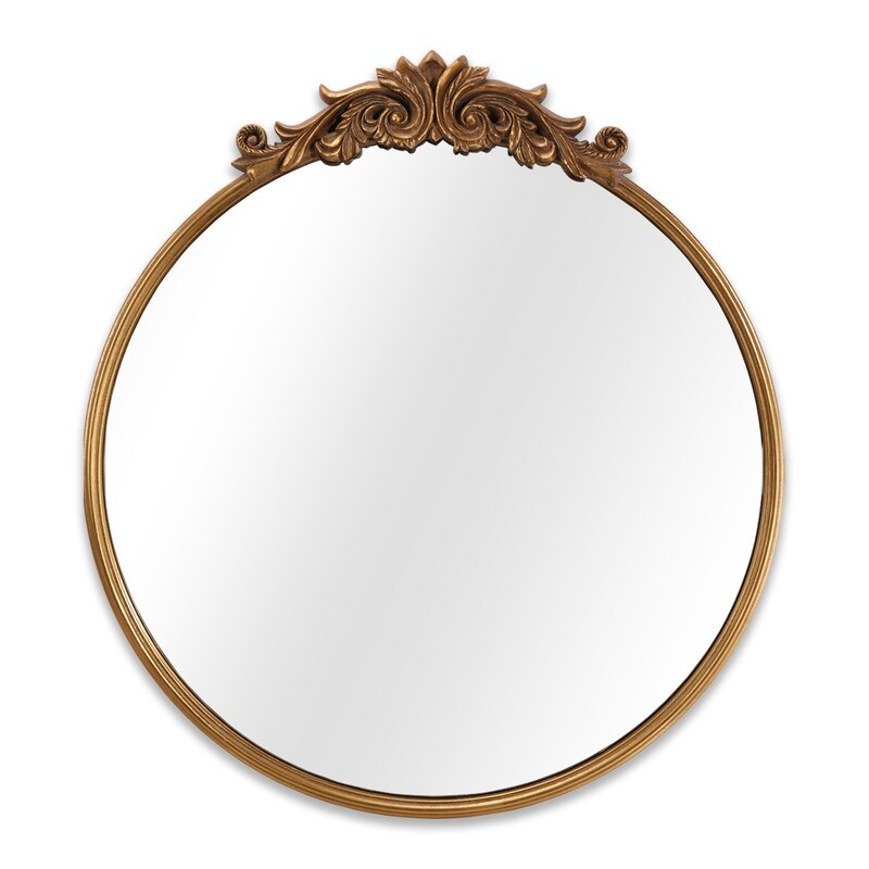 Magnifique Clairvaux Antique Round Metal Wall Mirror   28 in. x 29 in.