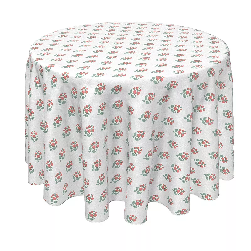 Round Tablecloth， 100% Polyester， 60 Round， Strawberry Bushes