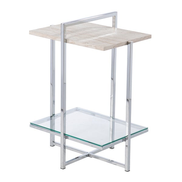 SEI Furniture Larwin Contemporary White Faux Wood Side Table