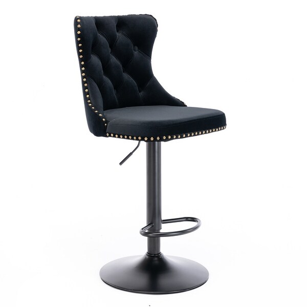 Modern Rotating Velvet Bar Stools with Adjustable Seat Heights from 25 to 33 