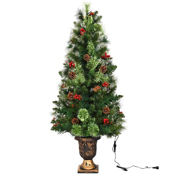 4 Ft Artificial Christmas Tree PreLit Entrance Tree with LED Light