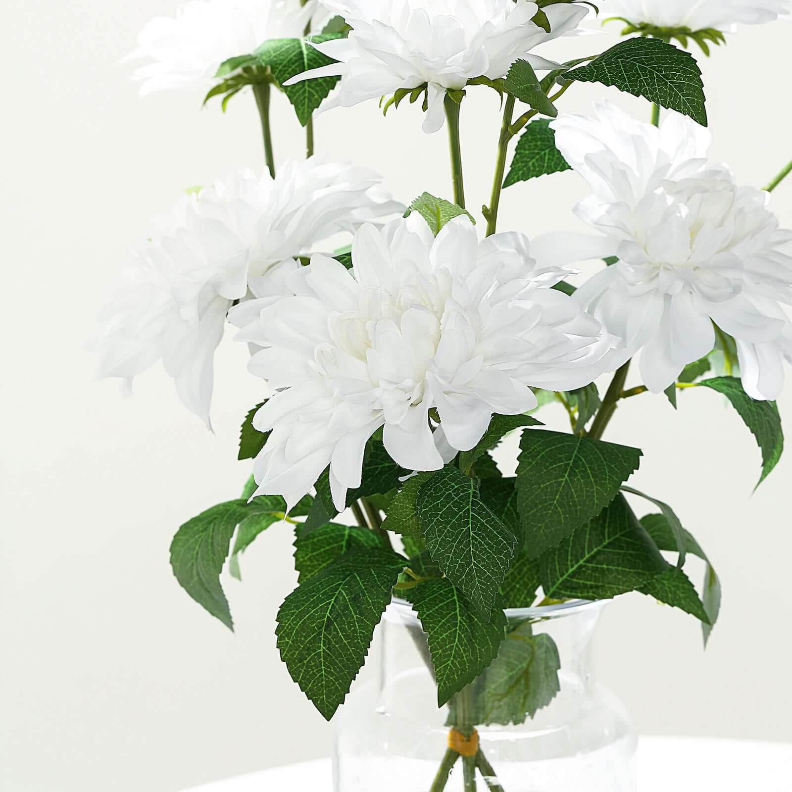 White Artificial Dahlia Silk Flower Stems, Faux Floral Spray 30