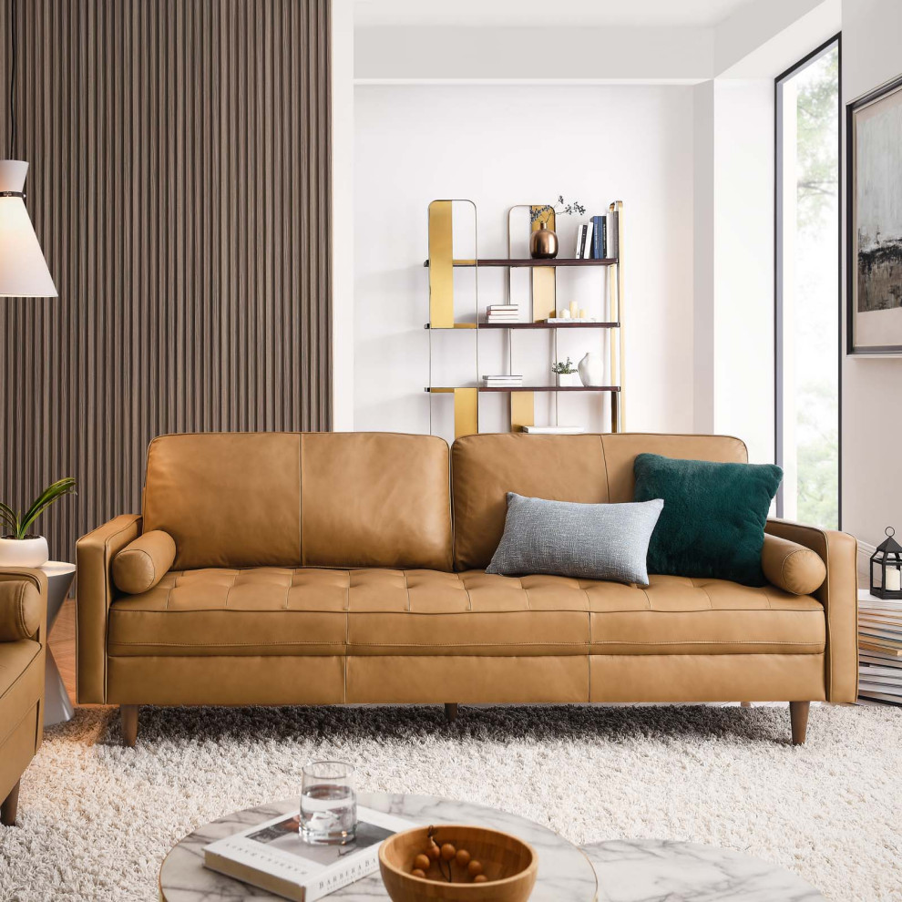 Valour 88 quotLeather Sofa   Midcentury   Sofas   by Modway  Houzz