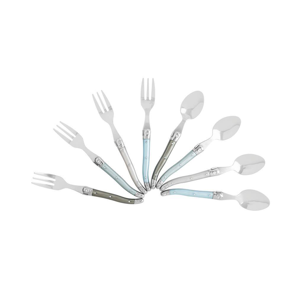 French Home Laguiole Cocktail or Dessert Spoons and Forks Mother of Pearl (Set of 8) GRP324