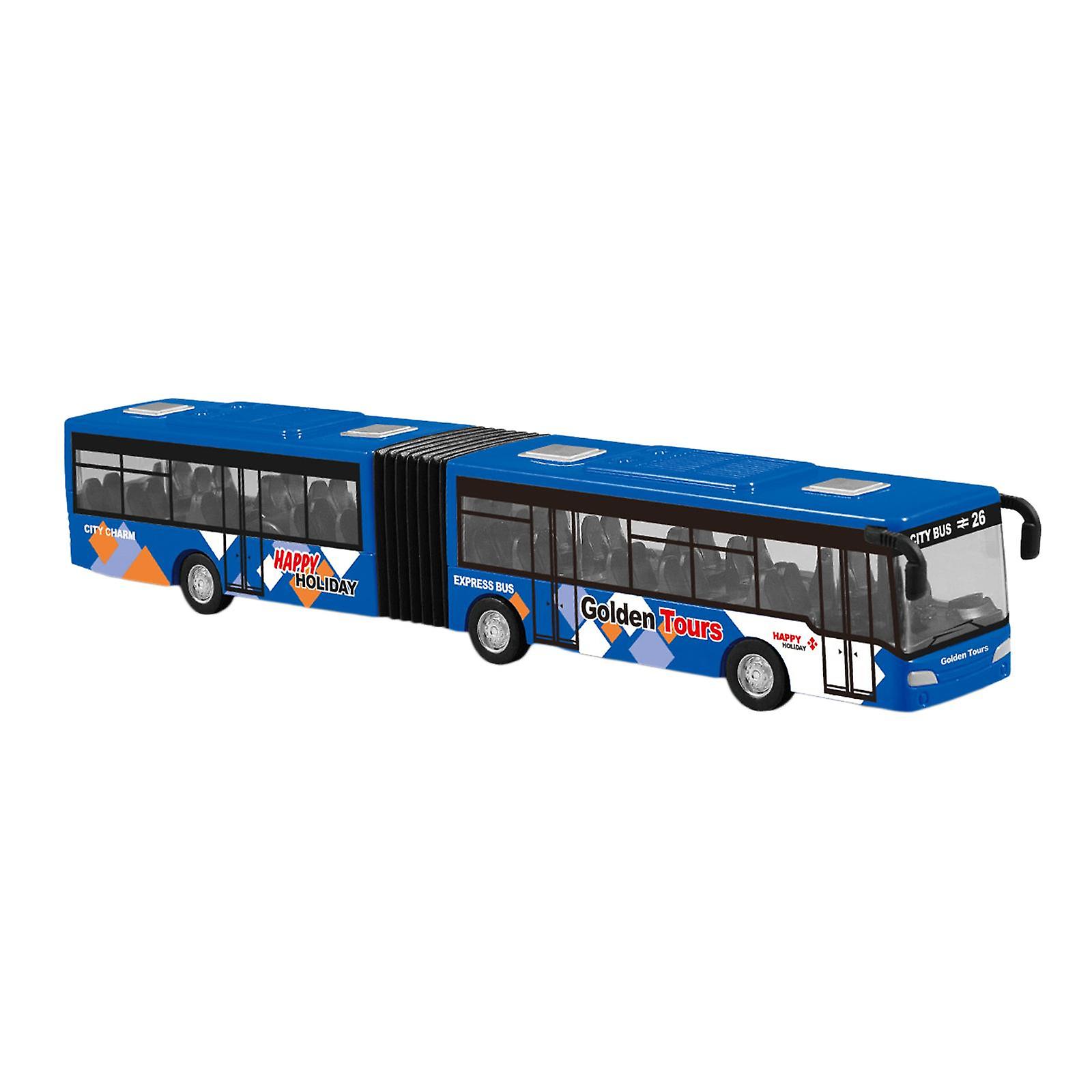 Pull Back Long Bus Model Alloy Alloy Pull Back Bus For Game Gifts Decoration Blue