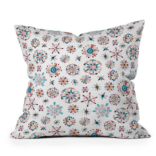 Ninola Design Snow Crystal Stars Winter Square Throw Pillow Red blue Deny Designs