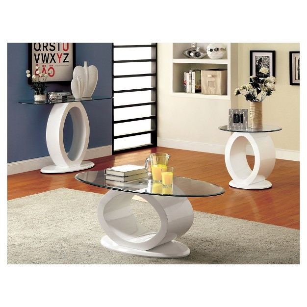 Ozzy High Gloss Oval Glass Top Sofa Table White Mibasics