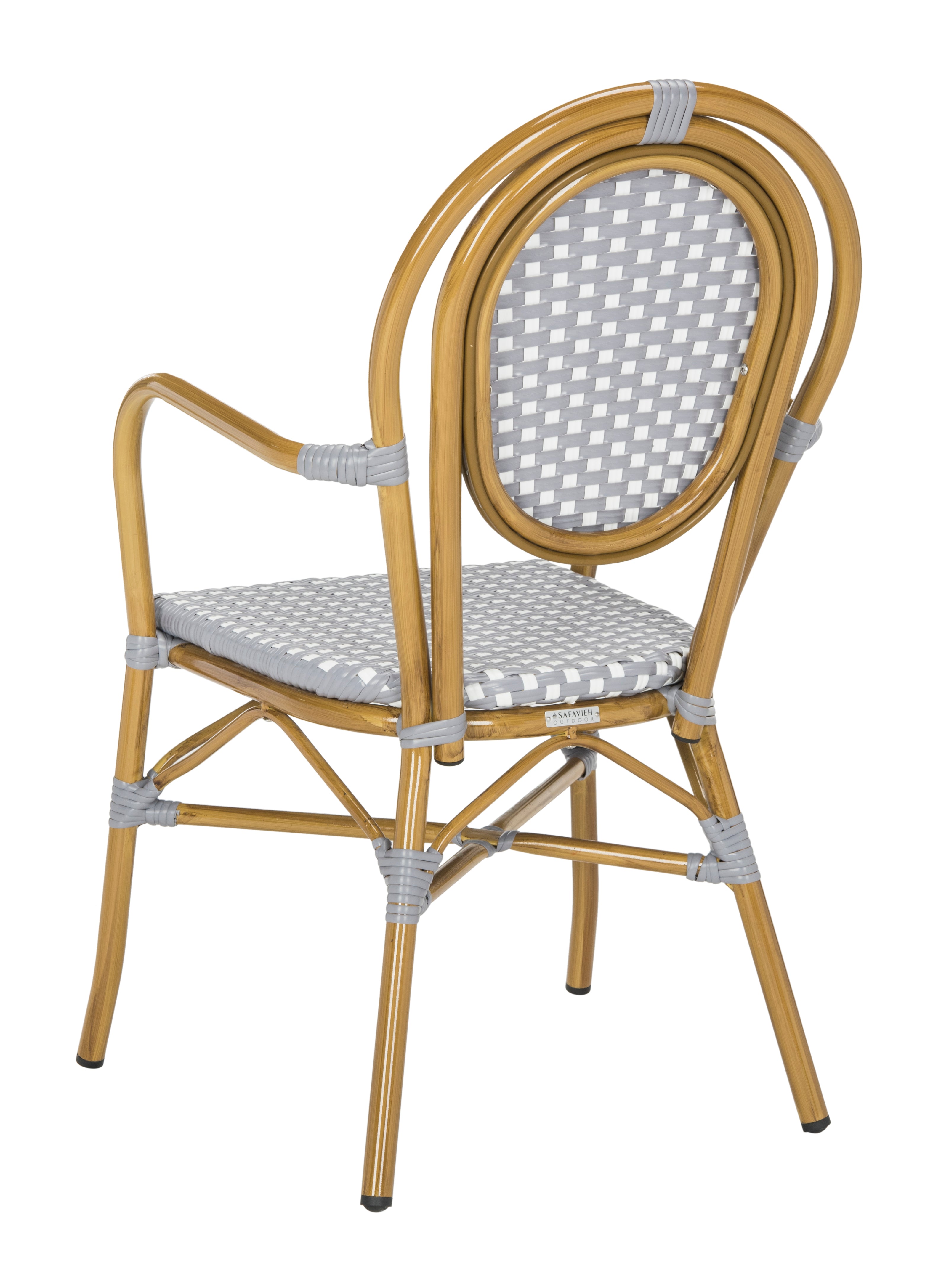 Safavieh Rosen Outdoor Patio Stacking Arm Chair, Set of 2 - Grey/White