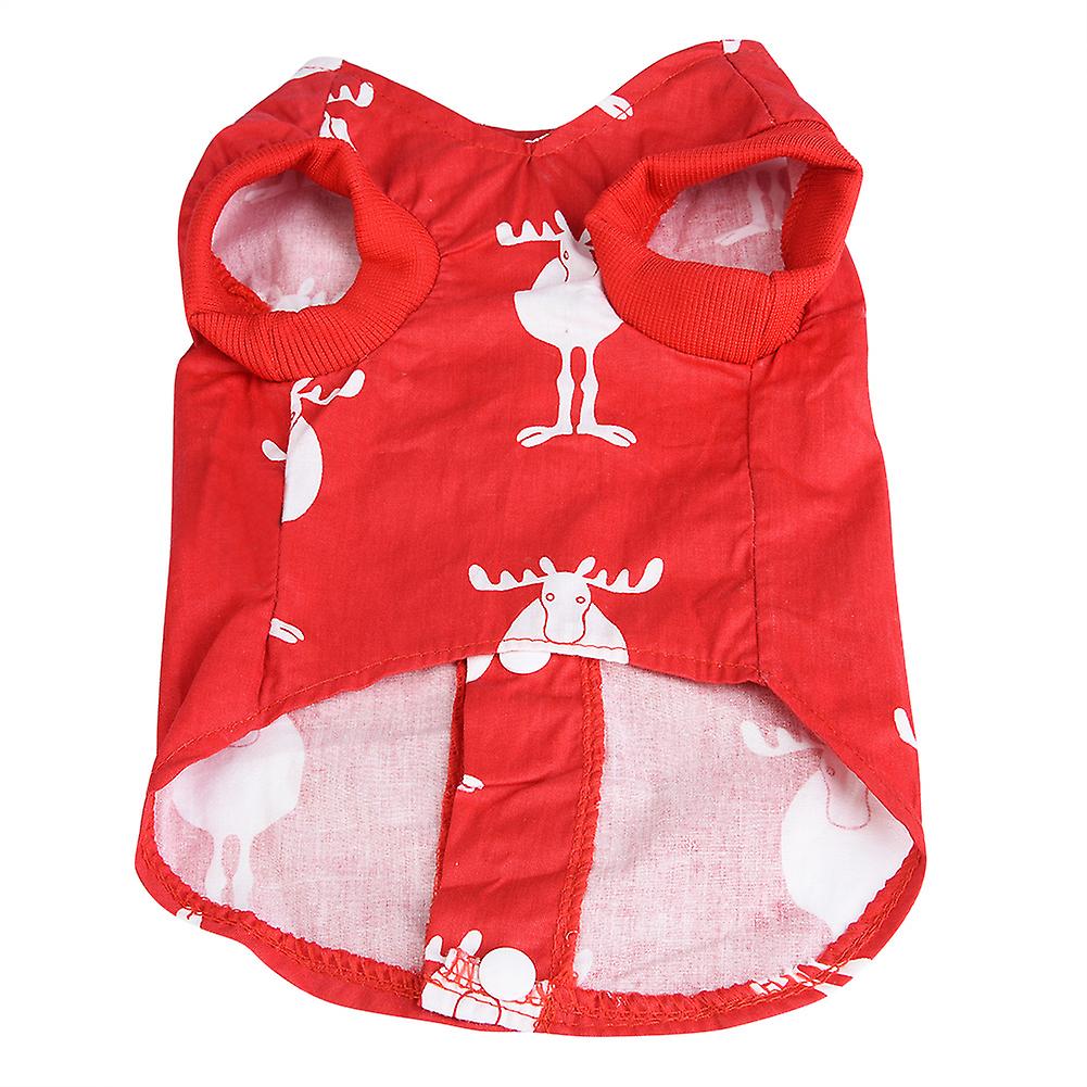 Pet Clothes Christmas Deer Red Vest Dog Sleeveless Shirt For Medium Small Dogs(s)