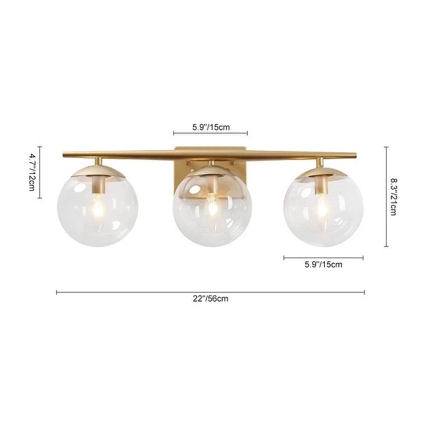 3-light Glass Globe Vanity Light - Brass