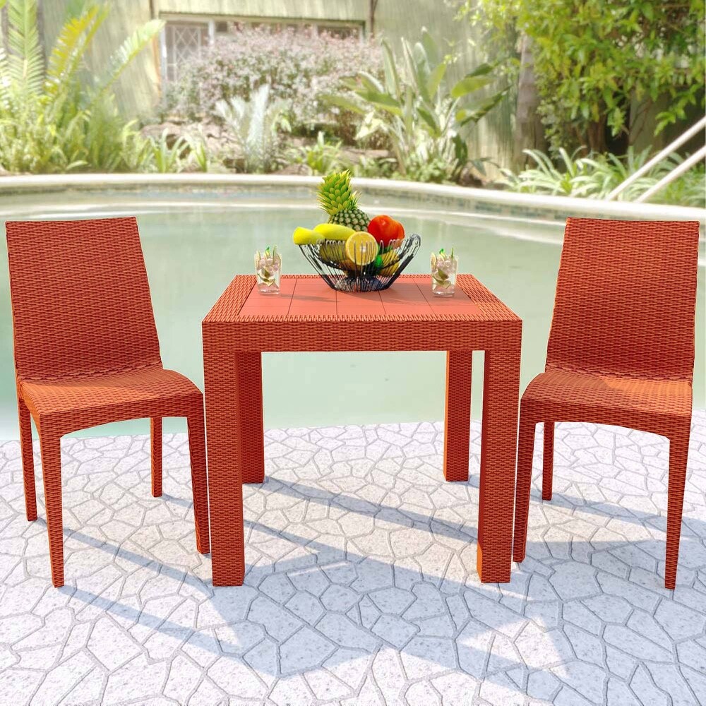 LeisureMod Mace Weave Design Outdoor Patio Dining Chair (Set of 2)