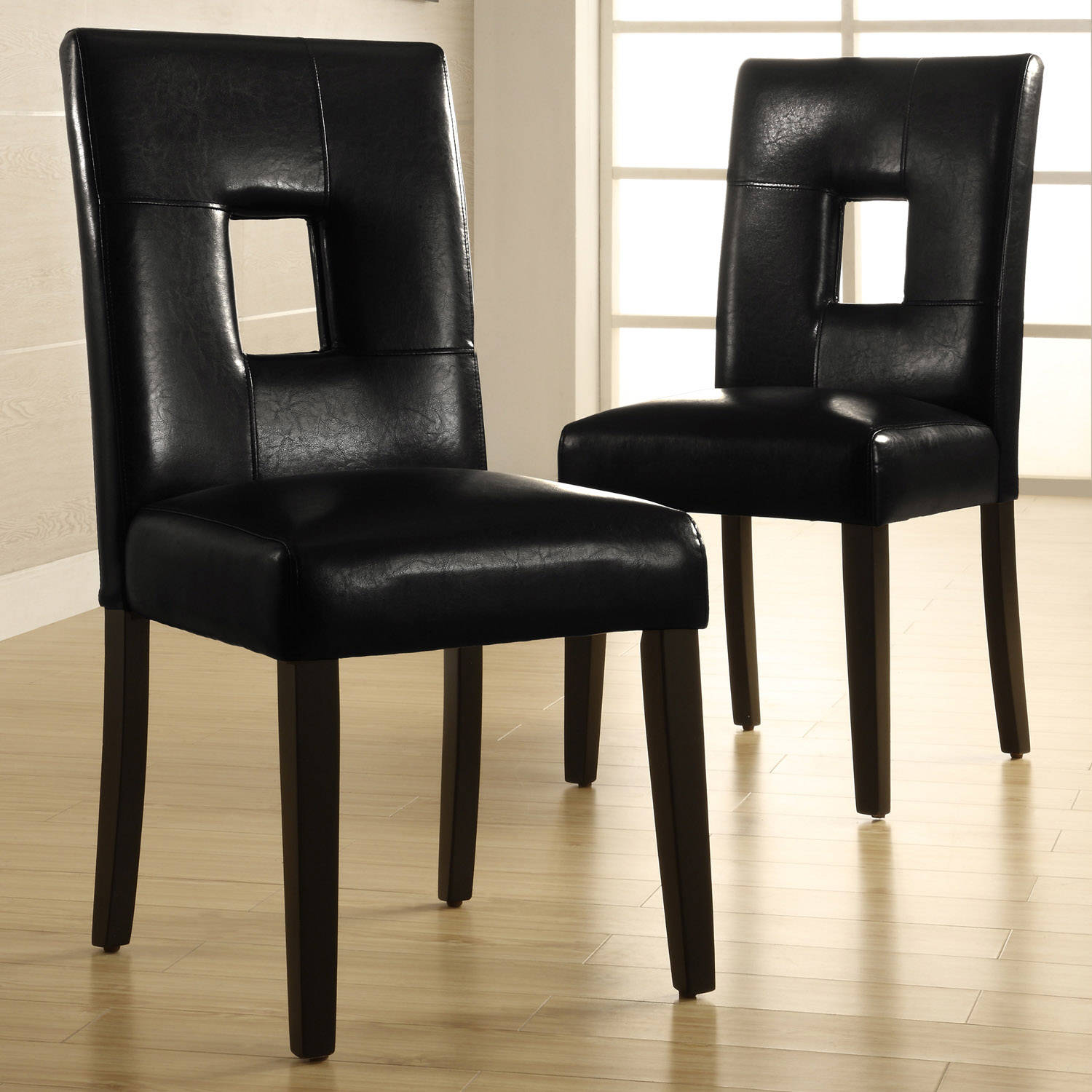 Weston Home Landen Faux Leather Chair, Set of 2, Black